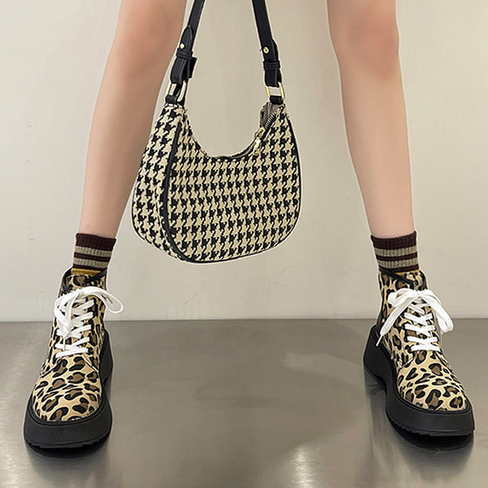 Leopard Lace Up Boots