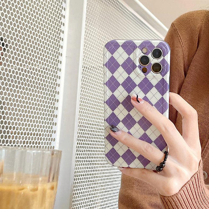 Lilac Argyle iPhone Case