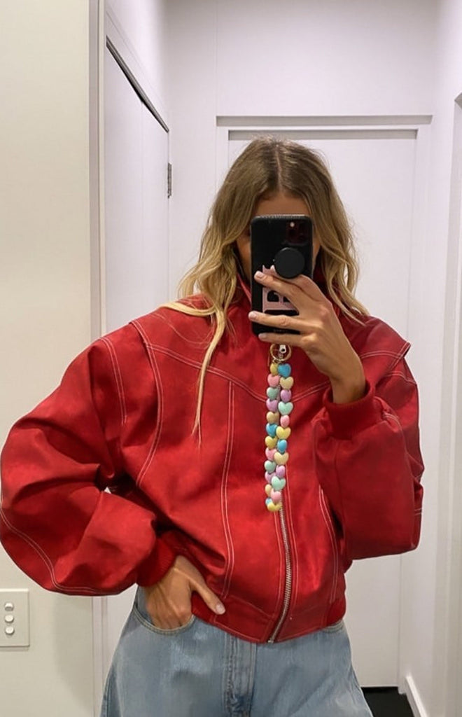 Lioness Vista Crimson Bomber Jacket – Vivuki