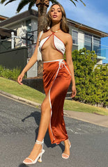 Lou Wrap Maxi Skirt Brown