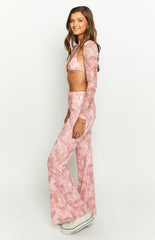 Main Act Pink Swirl Snake Print Pants