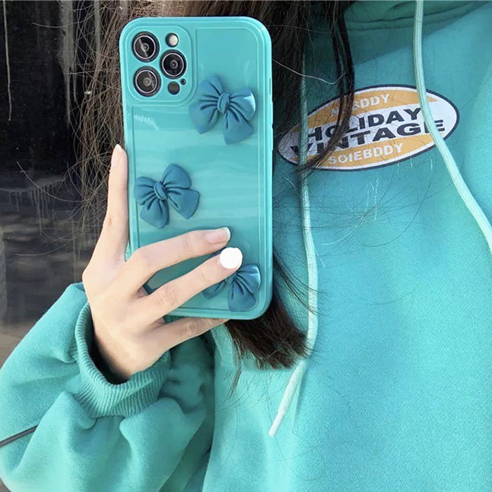 Mint Blue Bow iPhone Case