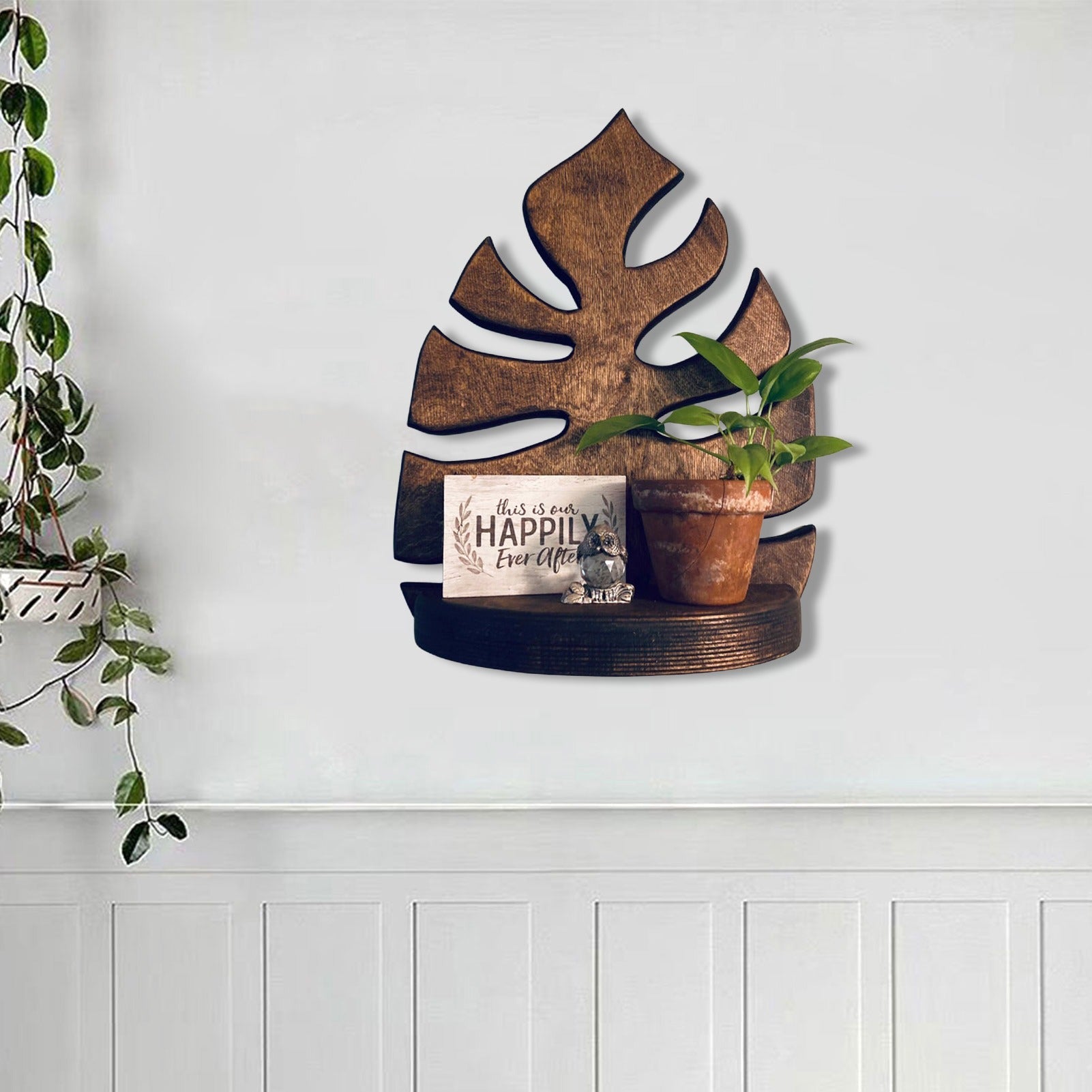 Monstera Leaf Wooden Shelf