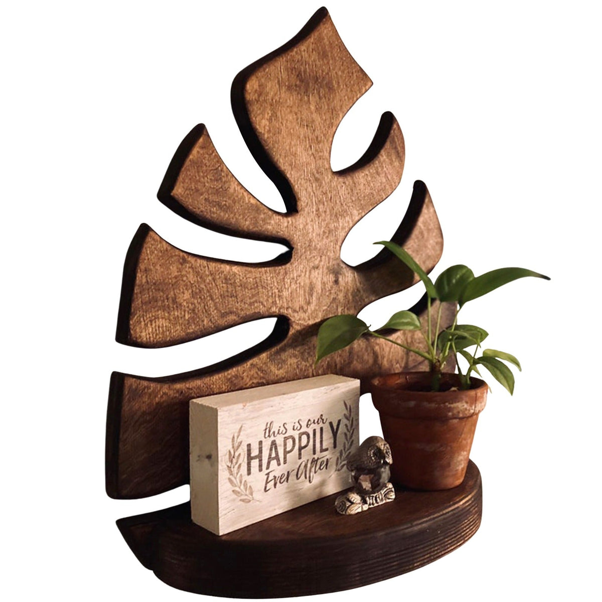 Monstera Leaf Wooden Shelf