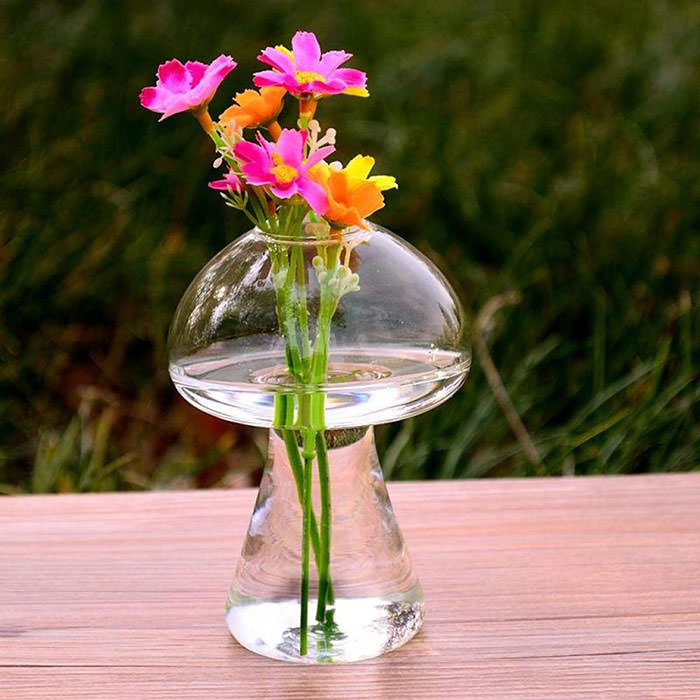 Mushroom Shaped Glass Vase