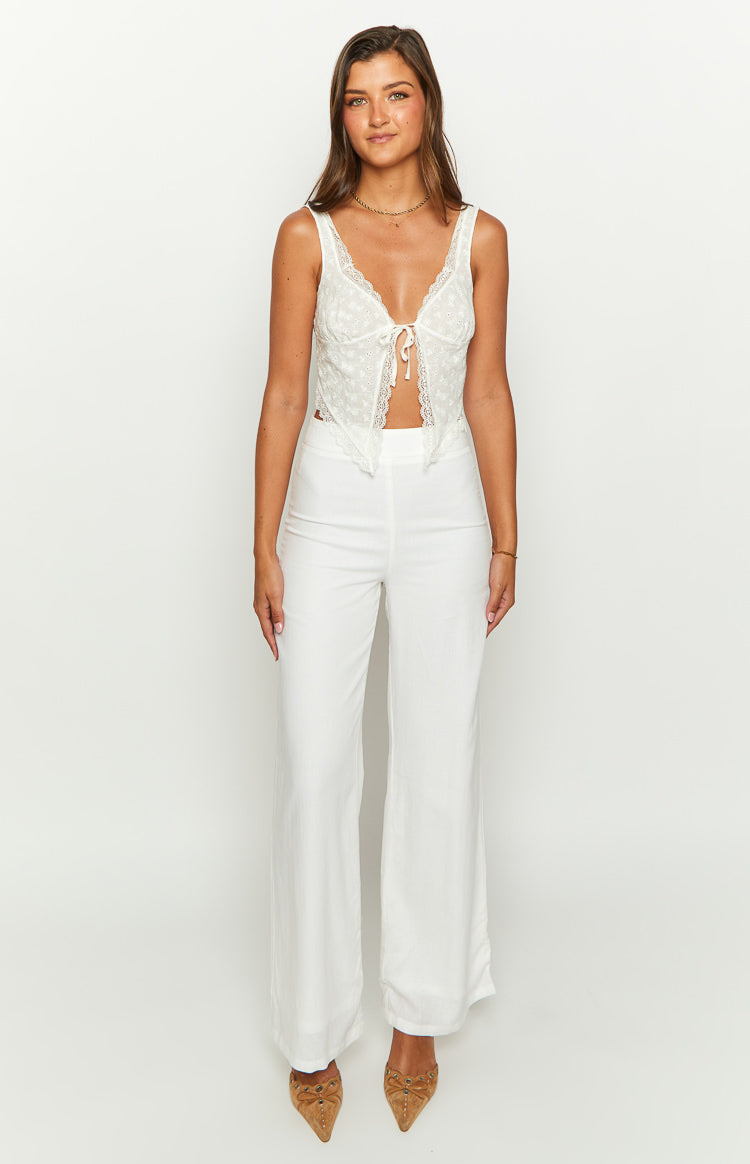 Mykonos White Linen Blend Pants