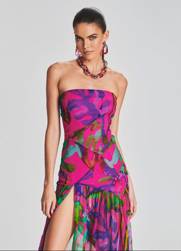 Meila Tropical Slit Maxi Dress