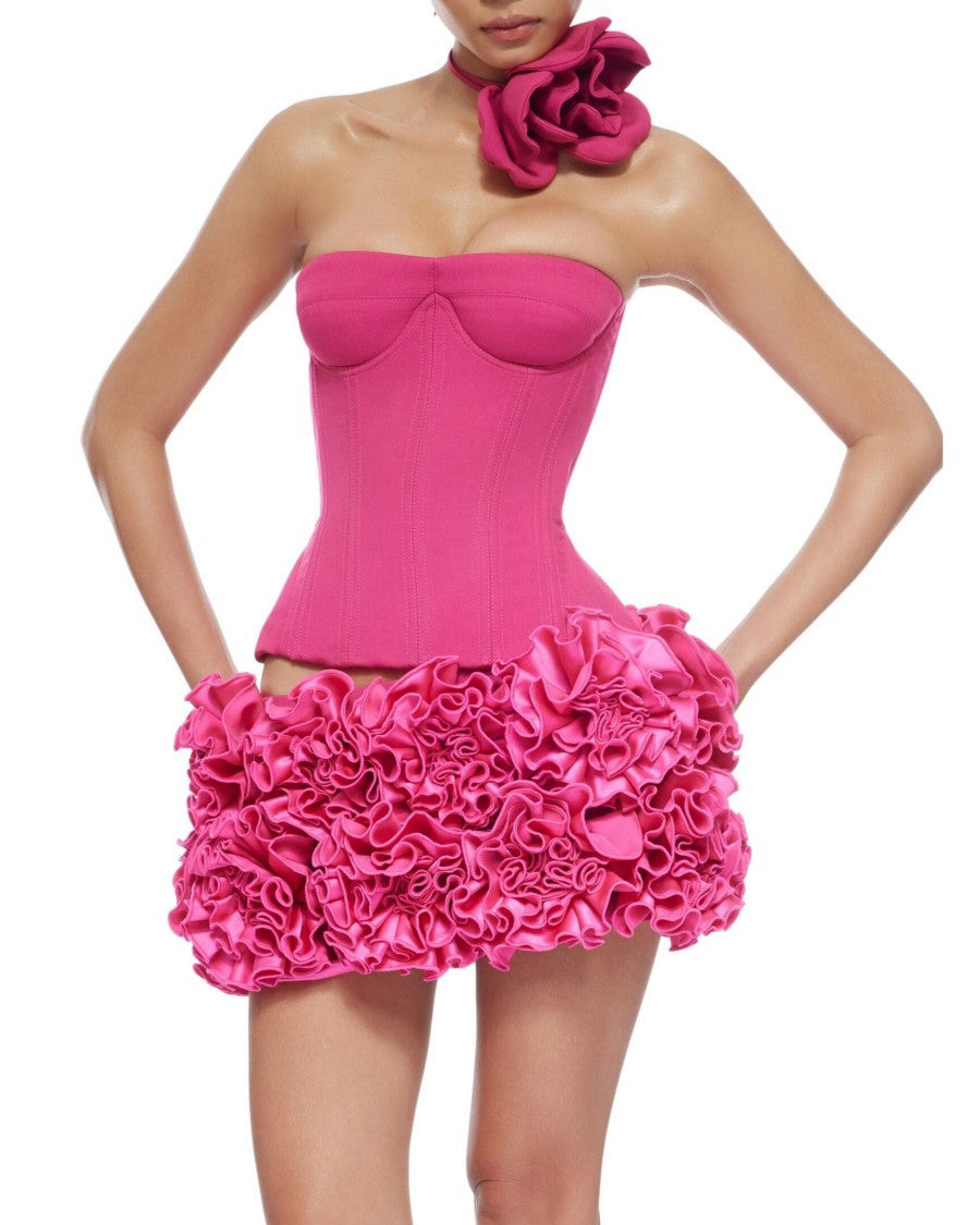 Inna Bloom Corset Mini Dress in Pink