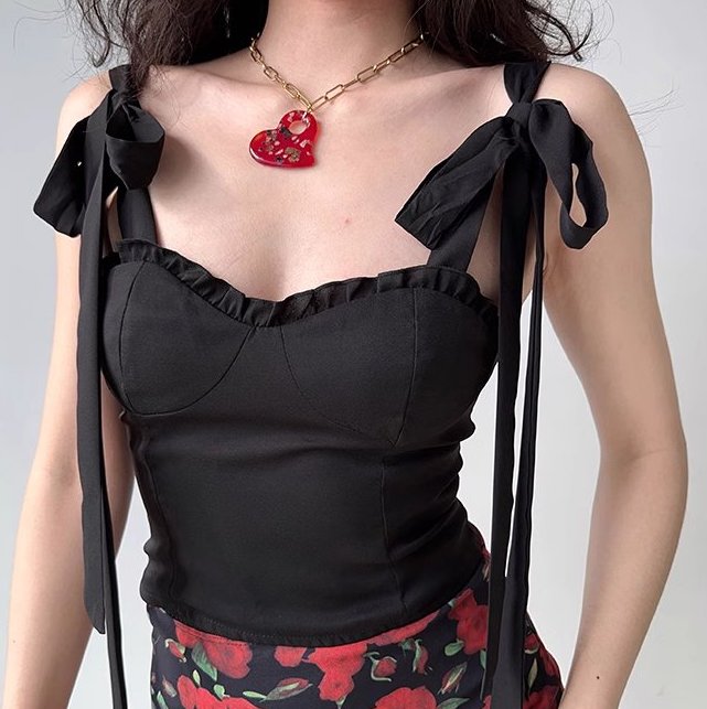 Black Ribbon Bustier Camisole