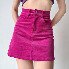 Fuschia Corduroy Skirt ~ HANDMADE