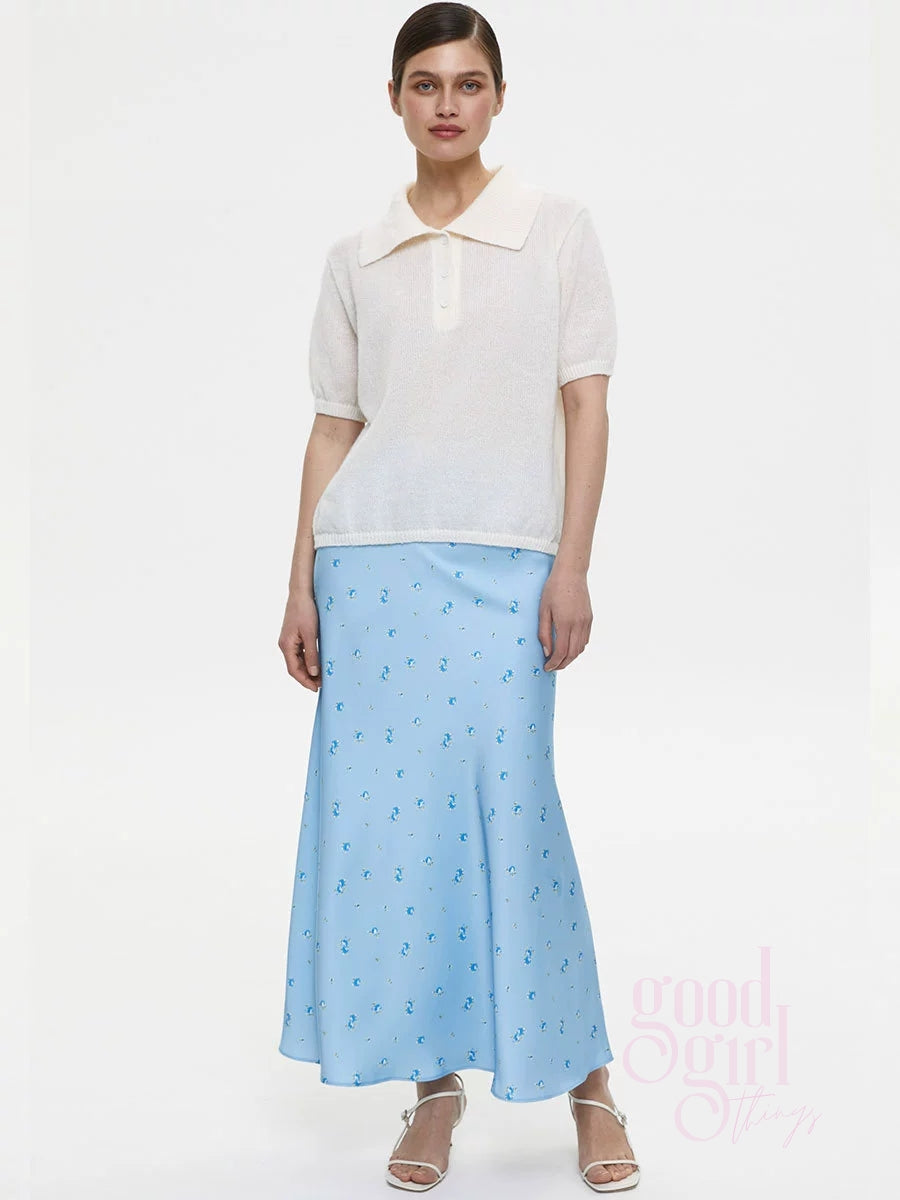 Veera Floral Satin Maxi Skirt