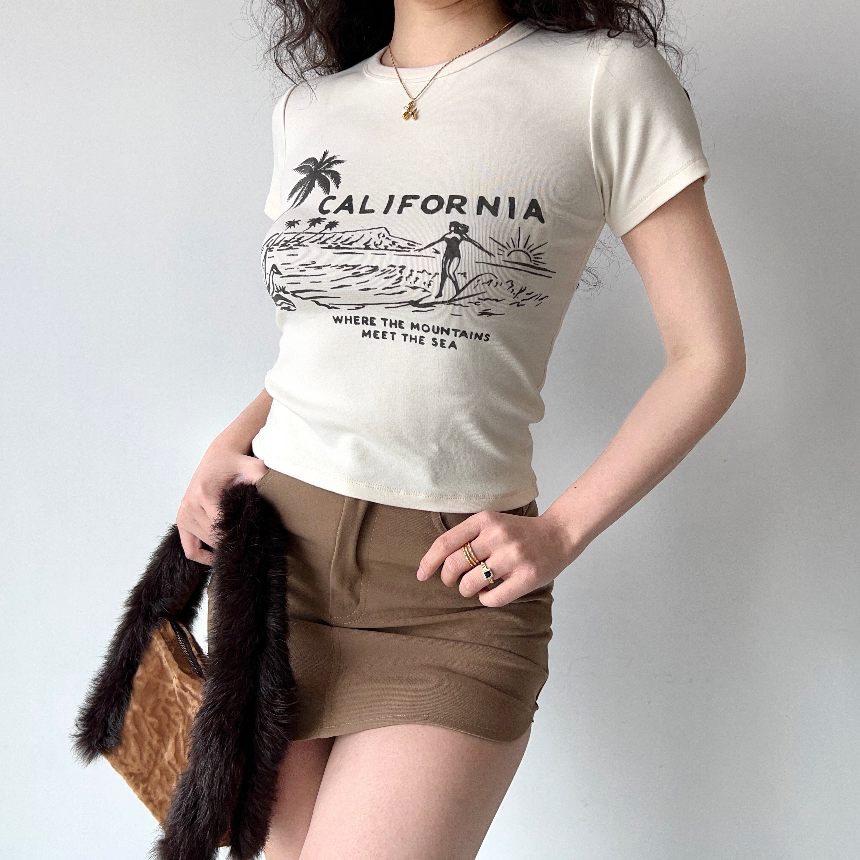 California Surfing Round Neck Tee ~ HANDMADE