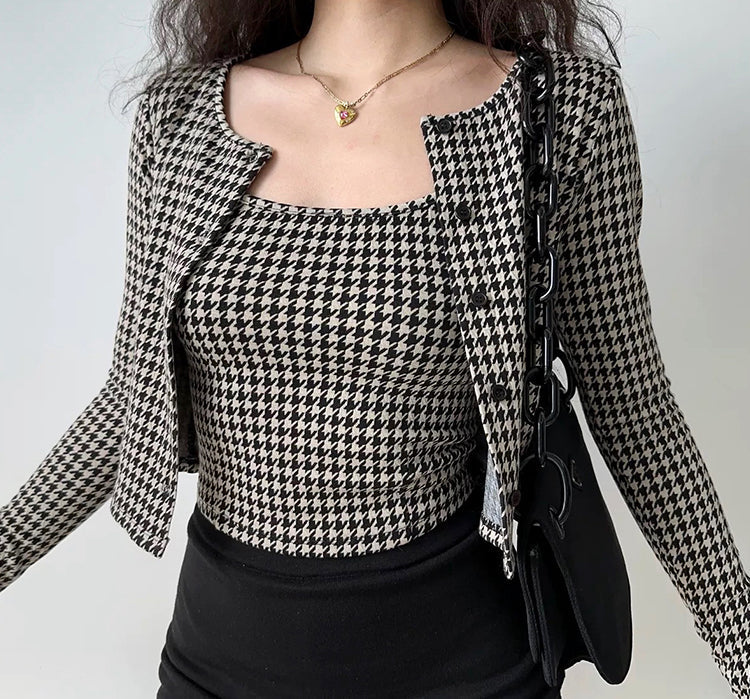 Vintage Film Houndstooth Two-Piece Set ~ HANDMADE