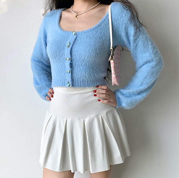 Daphne Rosette Longsleeve Cardigan // Blue