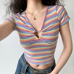 Rainbow Heart Ring Top ~ HANDMADE