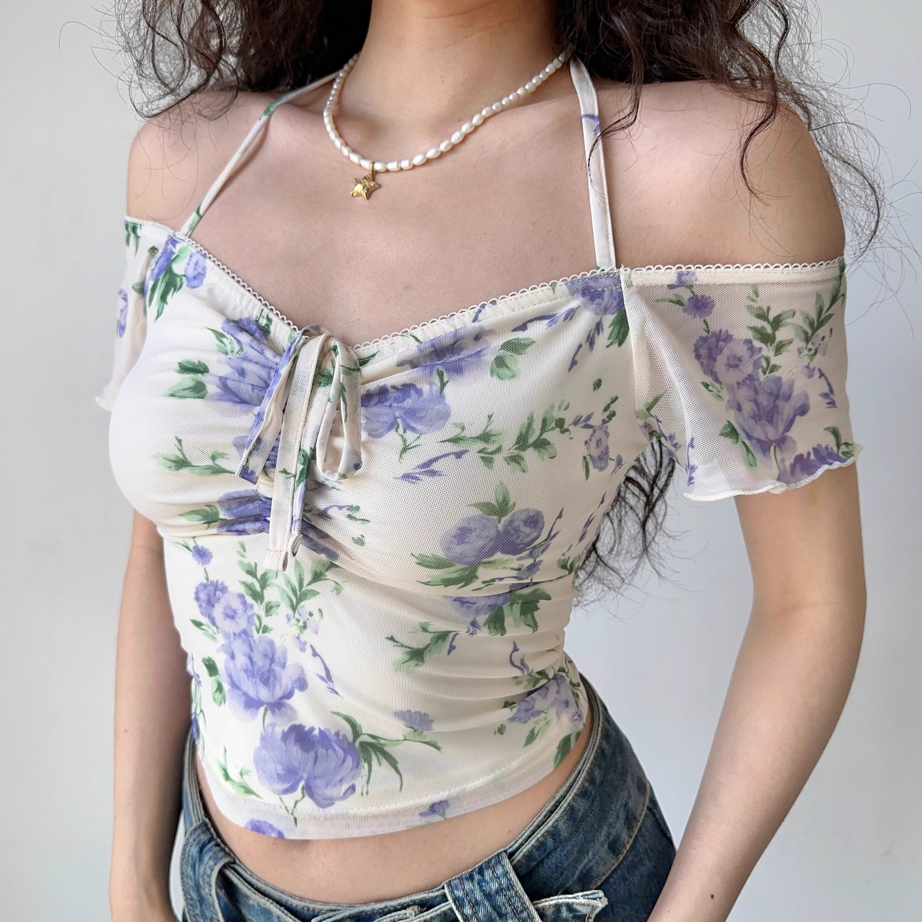 Capsule Lavender Mesh Top ~ HANDMADE