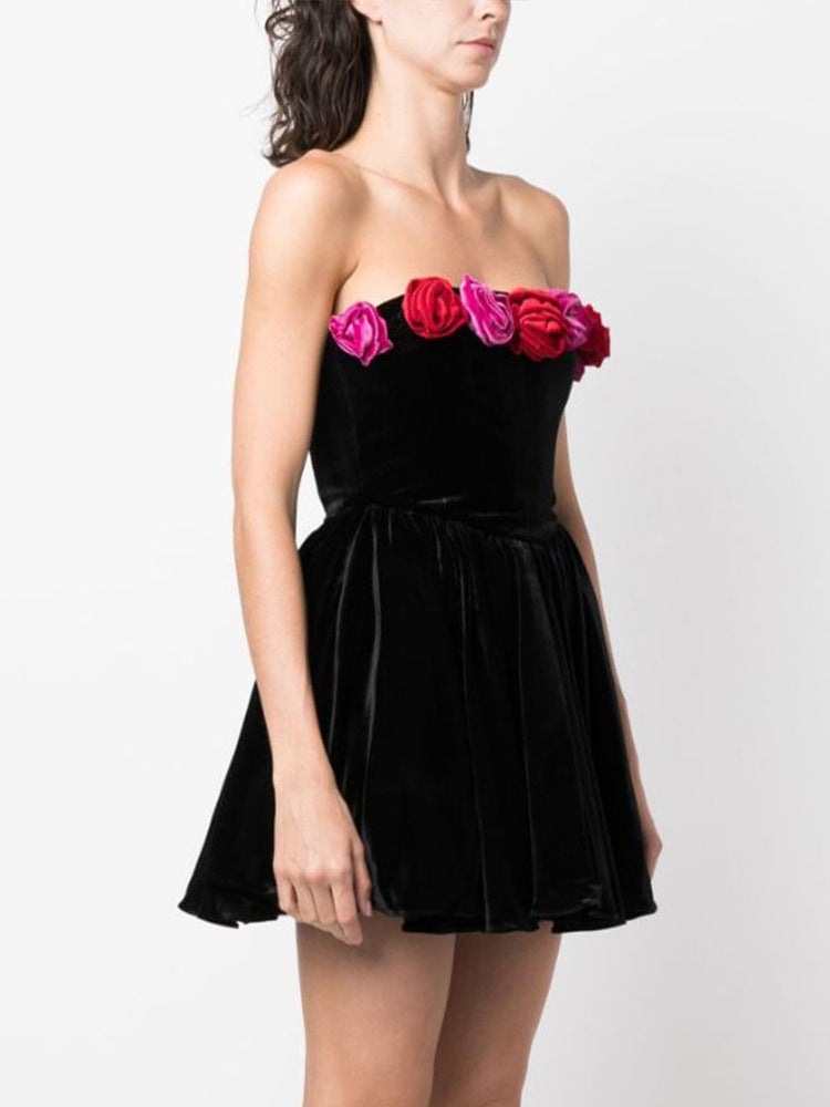 Polina Velvet Floral Mini Dress