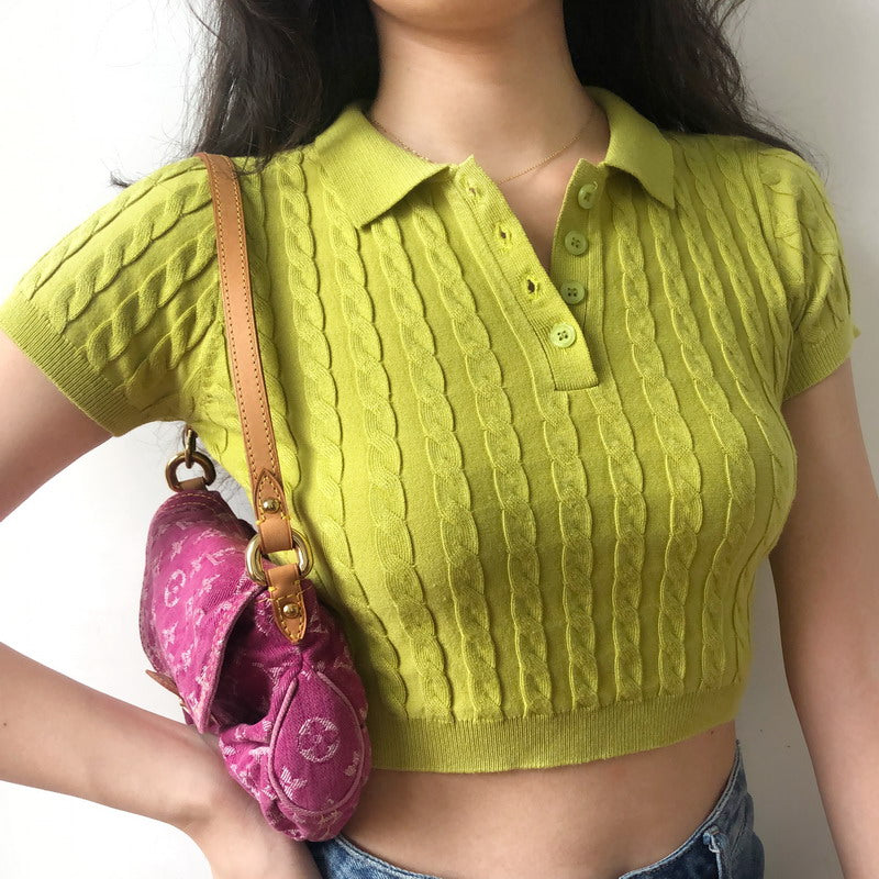 Knit Polo Crop Top