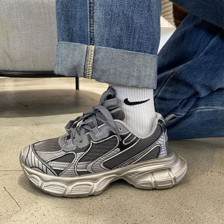 Casual Friday Aesthetic Silver Sneakers