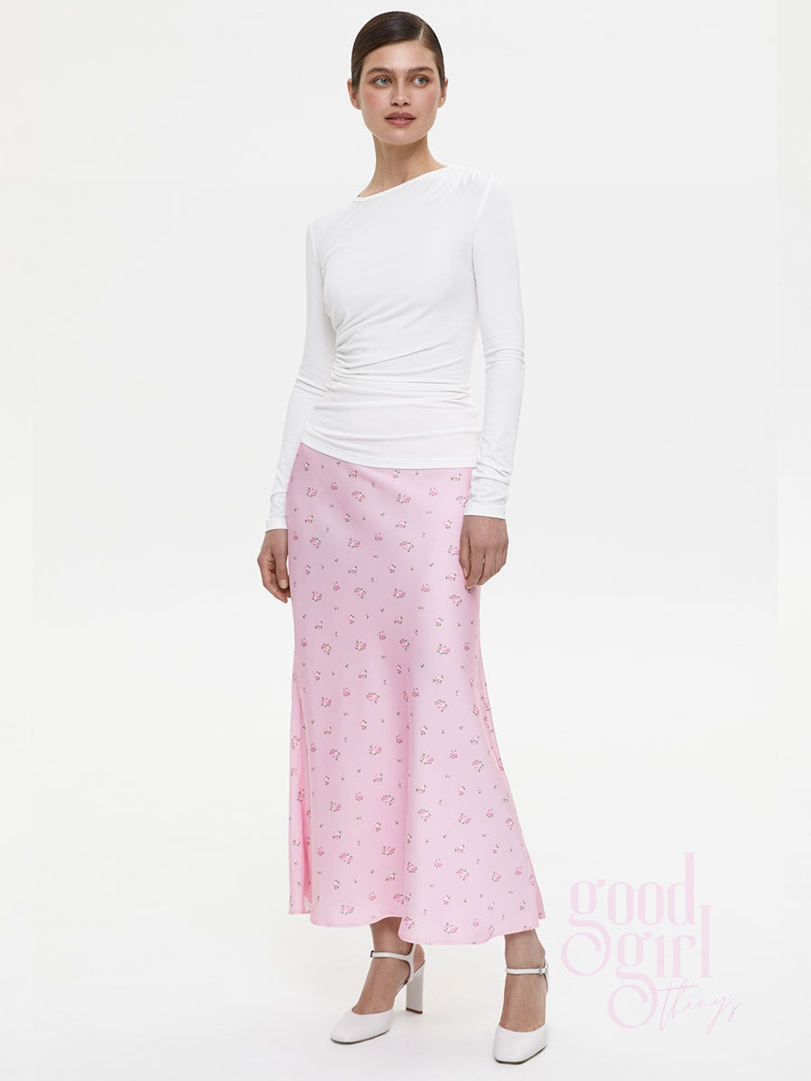 Veera Floral Satin Maxi Skirt