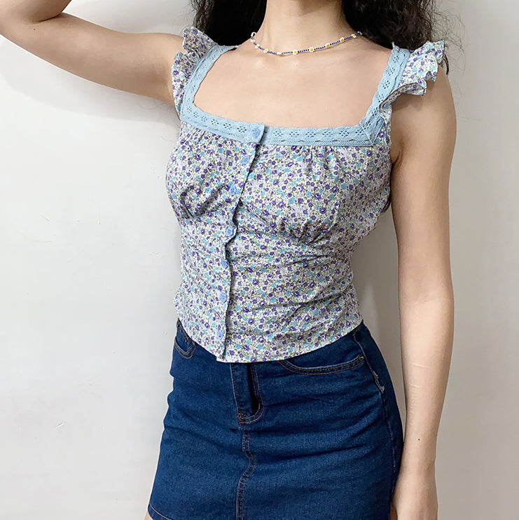 Amelie Floral Lace Tank ~ HANDMADE