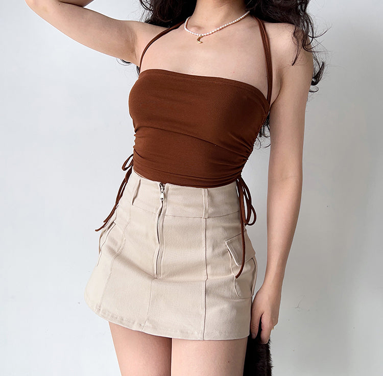 Dual Drawstring Halter Camisole