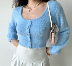 Daphne Rosette Longsleeve Cardigan // Blue