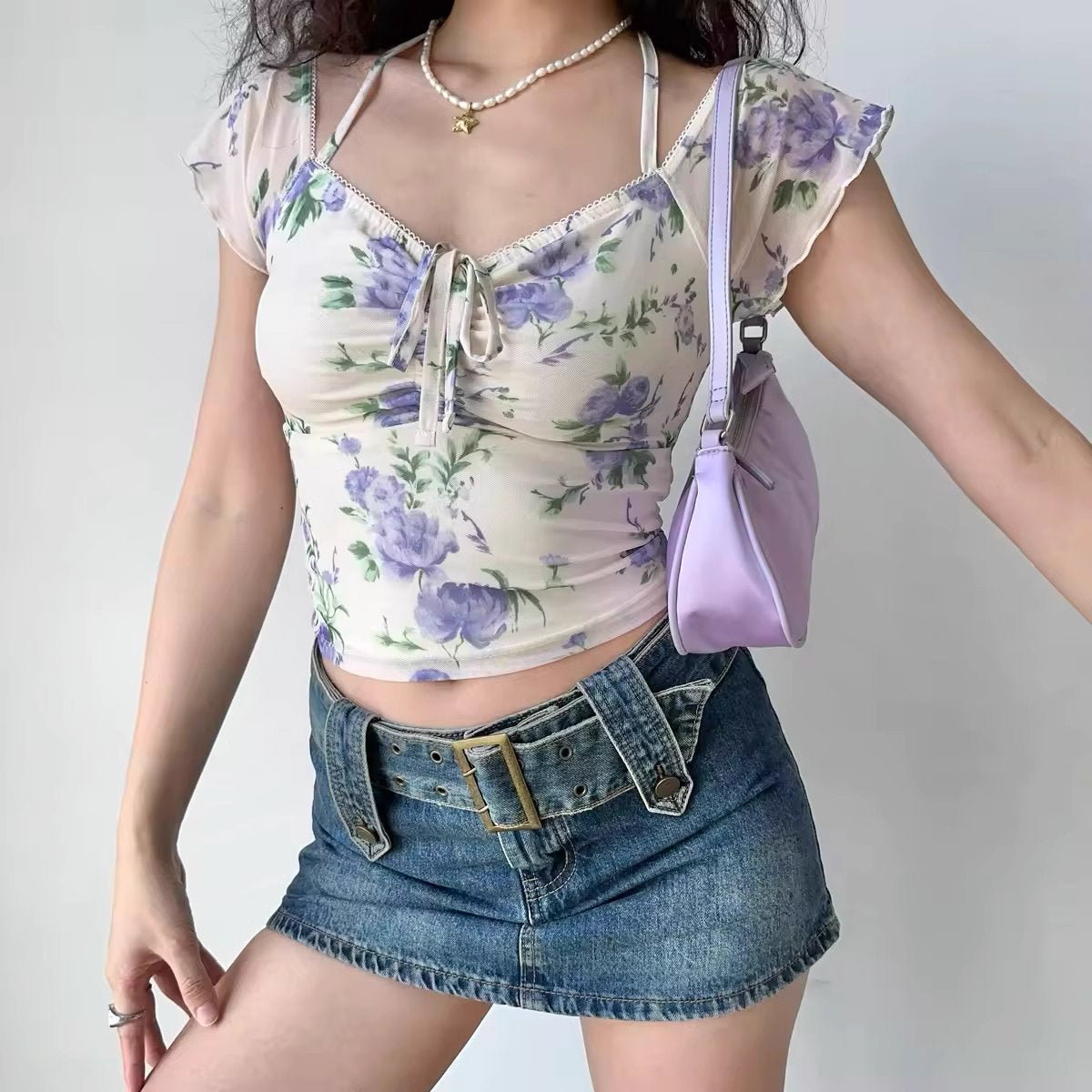 Capsule Lavender Mesh Top ~ HANDMADE