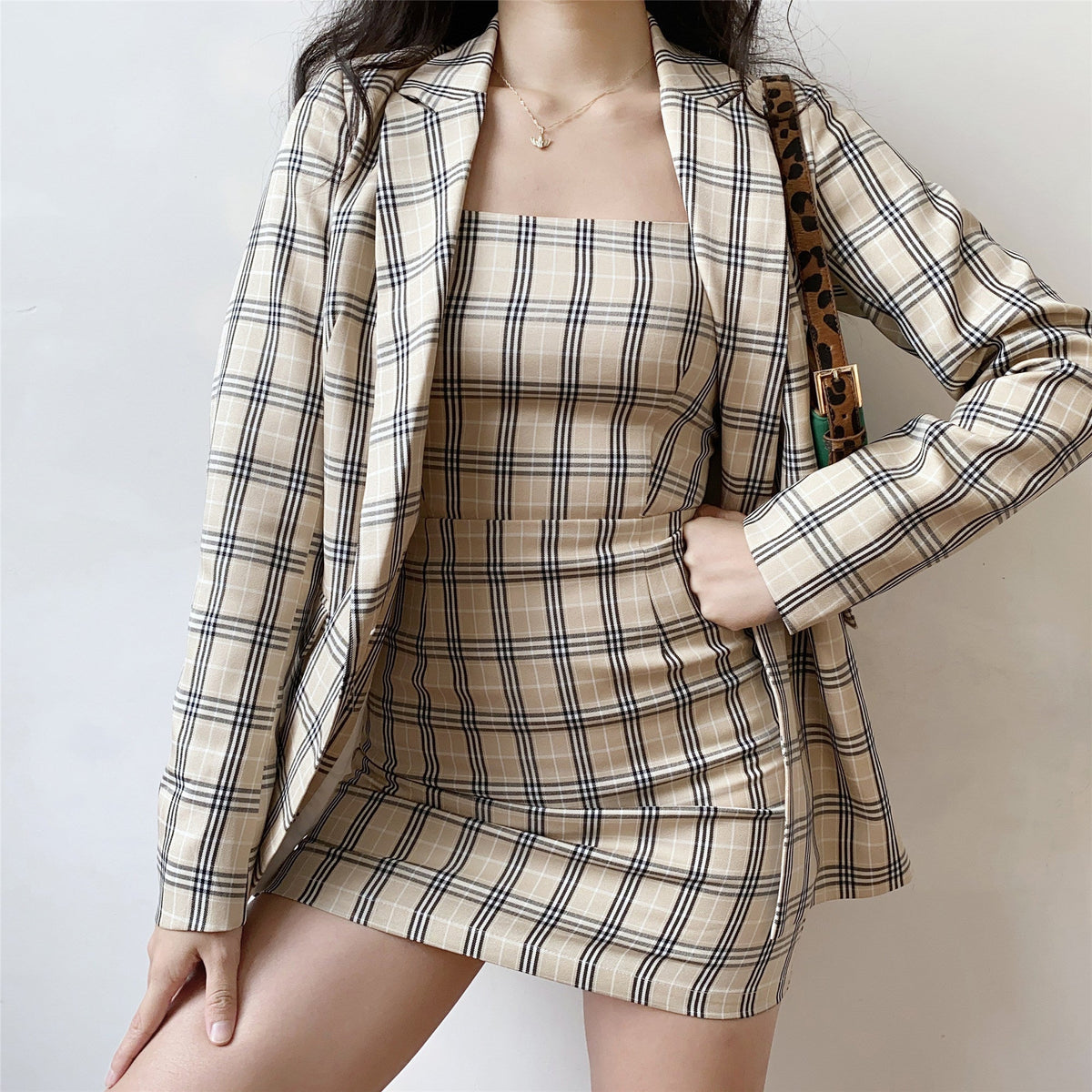 Neutral Love Plaid Set ~ HANDMADE