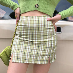 Cara Plaid Skirt // Green