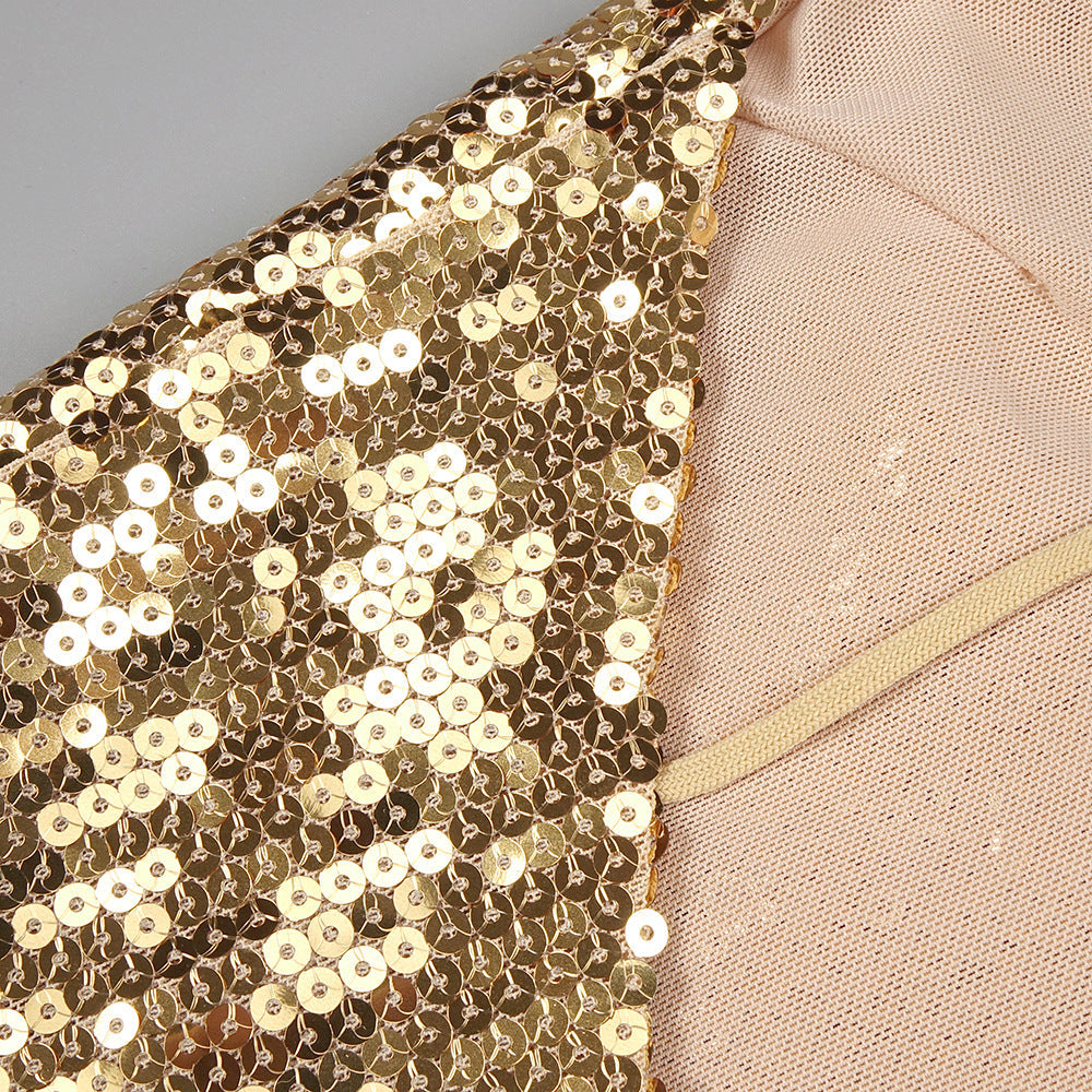 Joud Gold Sequin Mini Dress