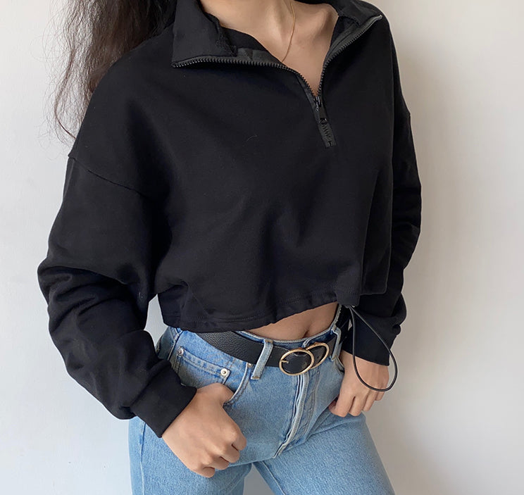 Basics Half Zip Drawstring Pullover