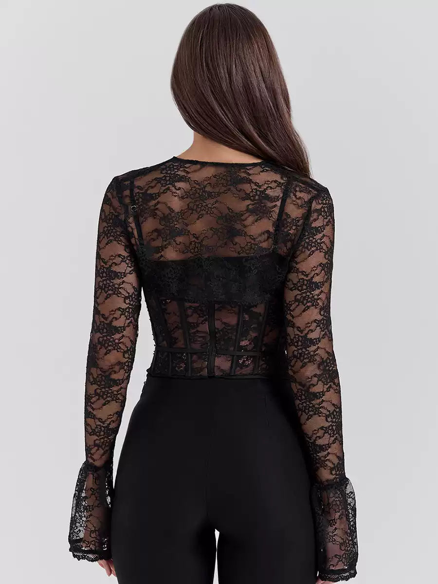 Saige Lace Corset Top Set