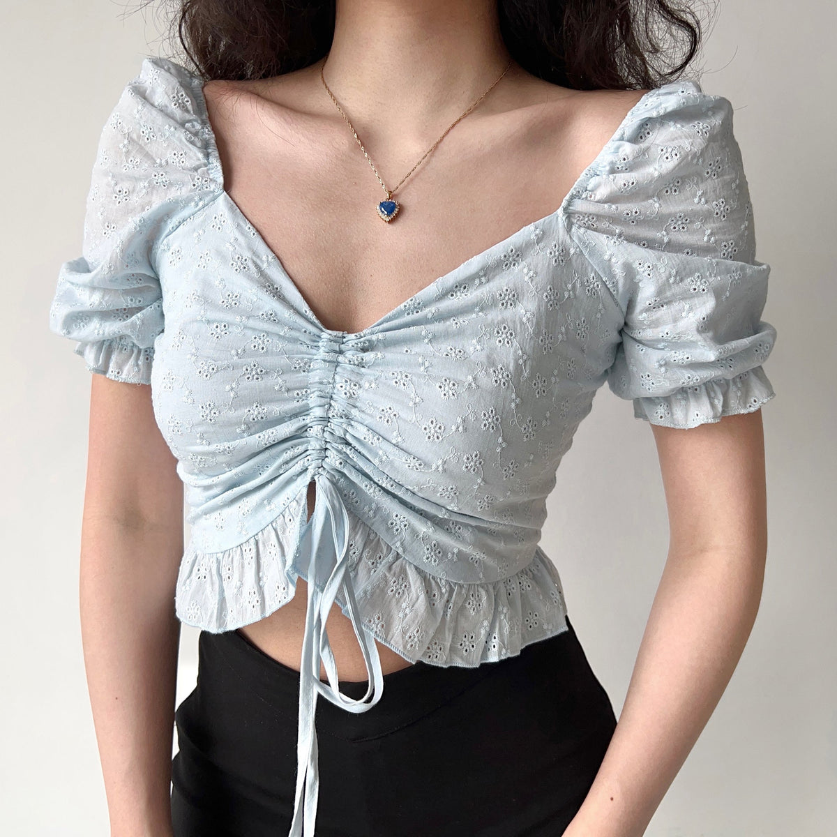 Bluebell Drawstring Puff Top