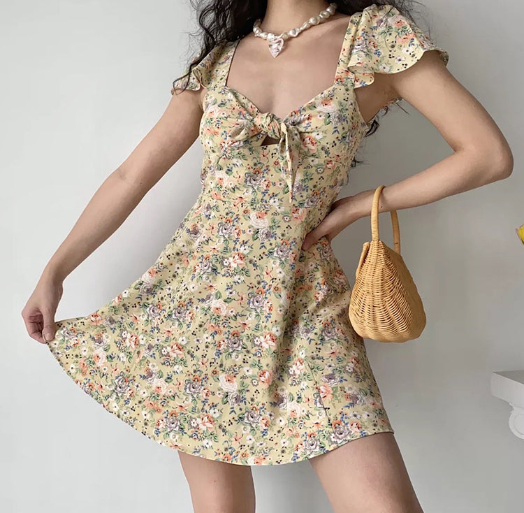 Magnolia Floral Bowknot Dress ~ HANDMADE