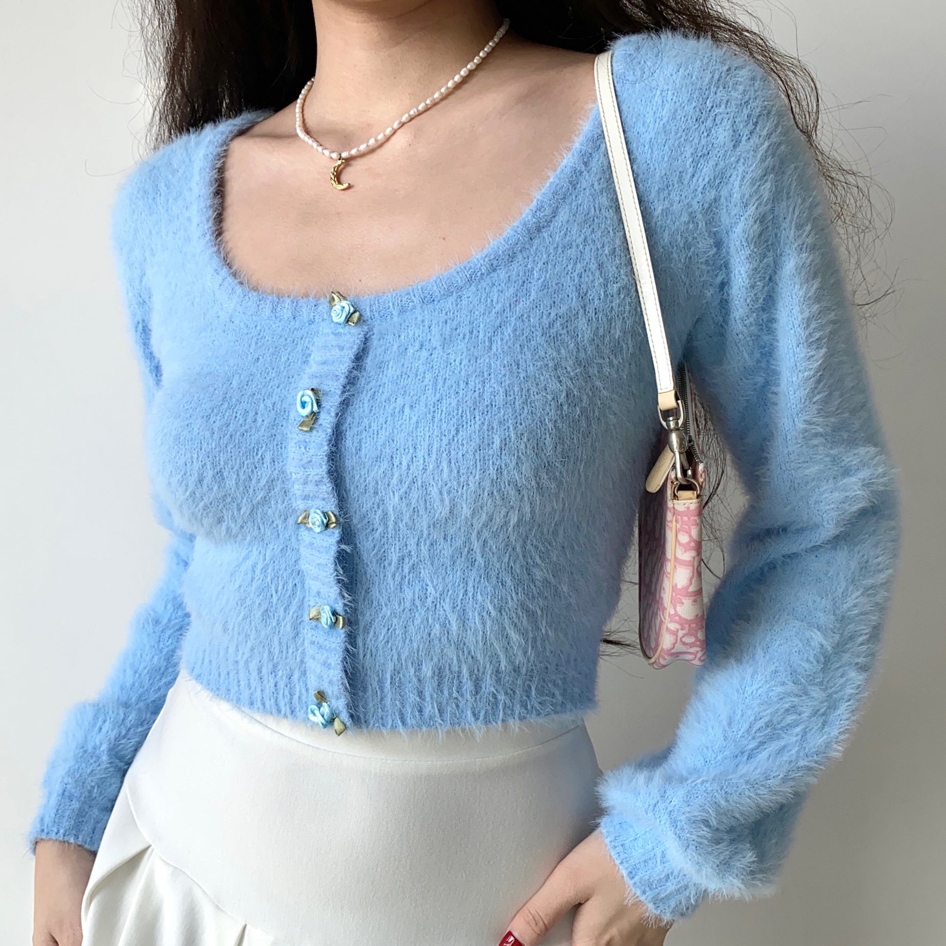 Daphne Rosette Longsleeve Cardigan // Blue