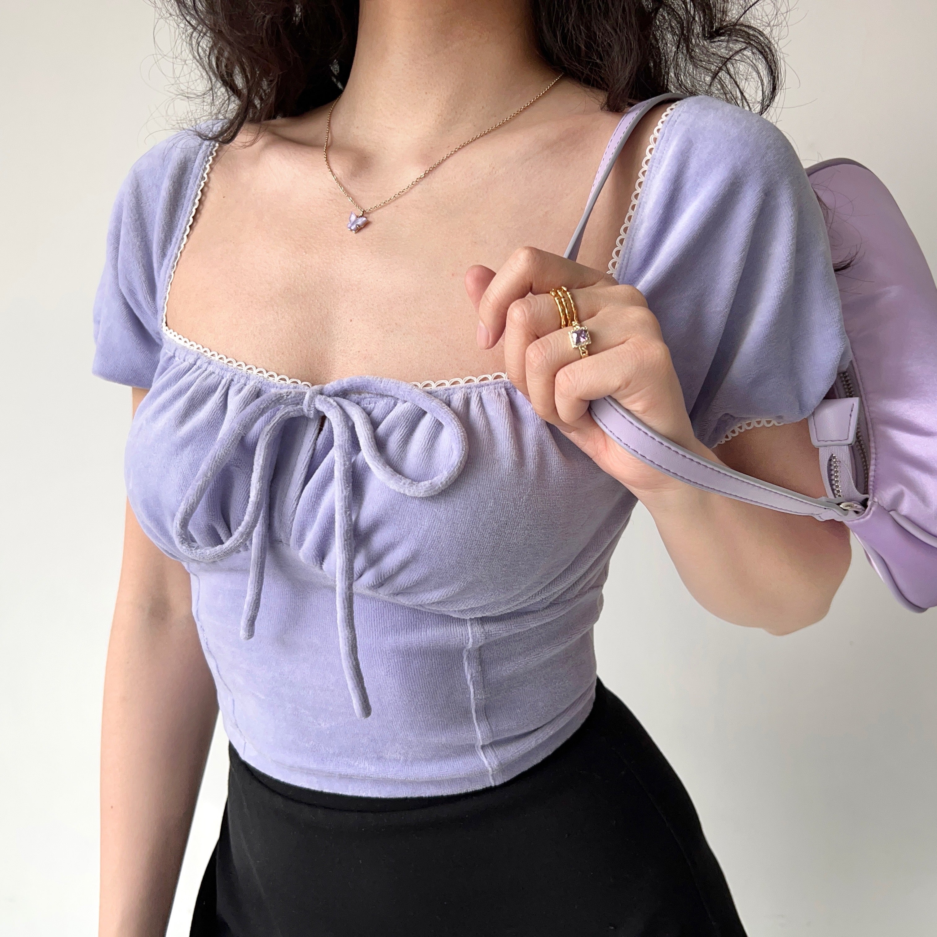 Aiko Velvet Puff Top ~ HANDMADE