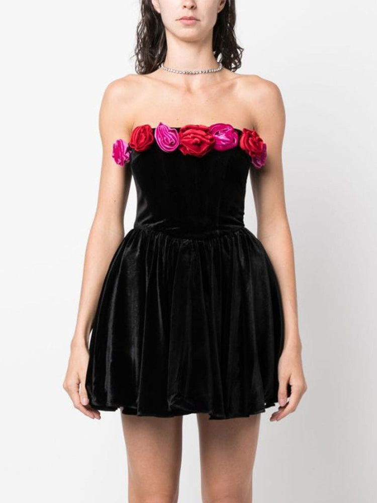 Polina Velvet Floral Mini Dress