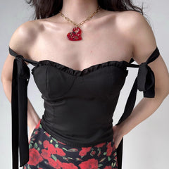 Black Ribbon Bustier Camisole