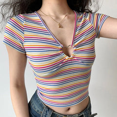 Rainbow Heart Ring Top ~ HANDMADE