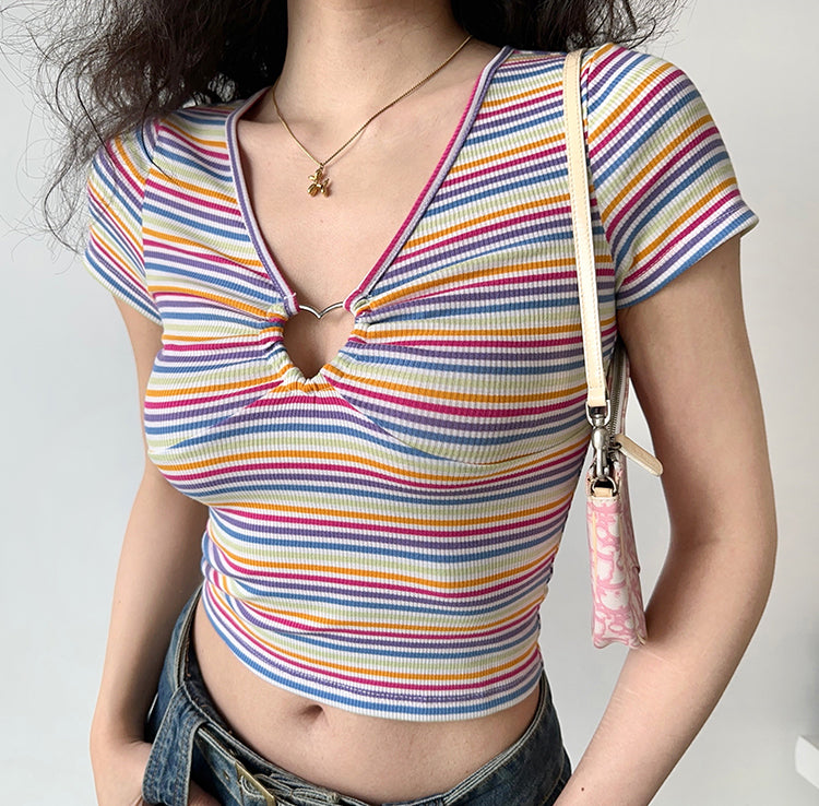 Rainbow Heart Ring Top ~ HANDMADE