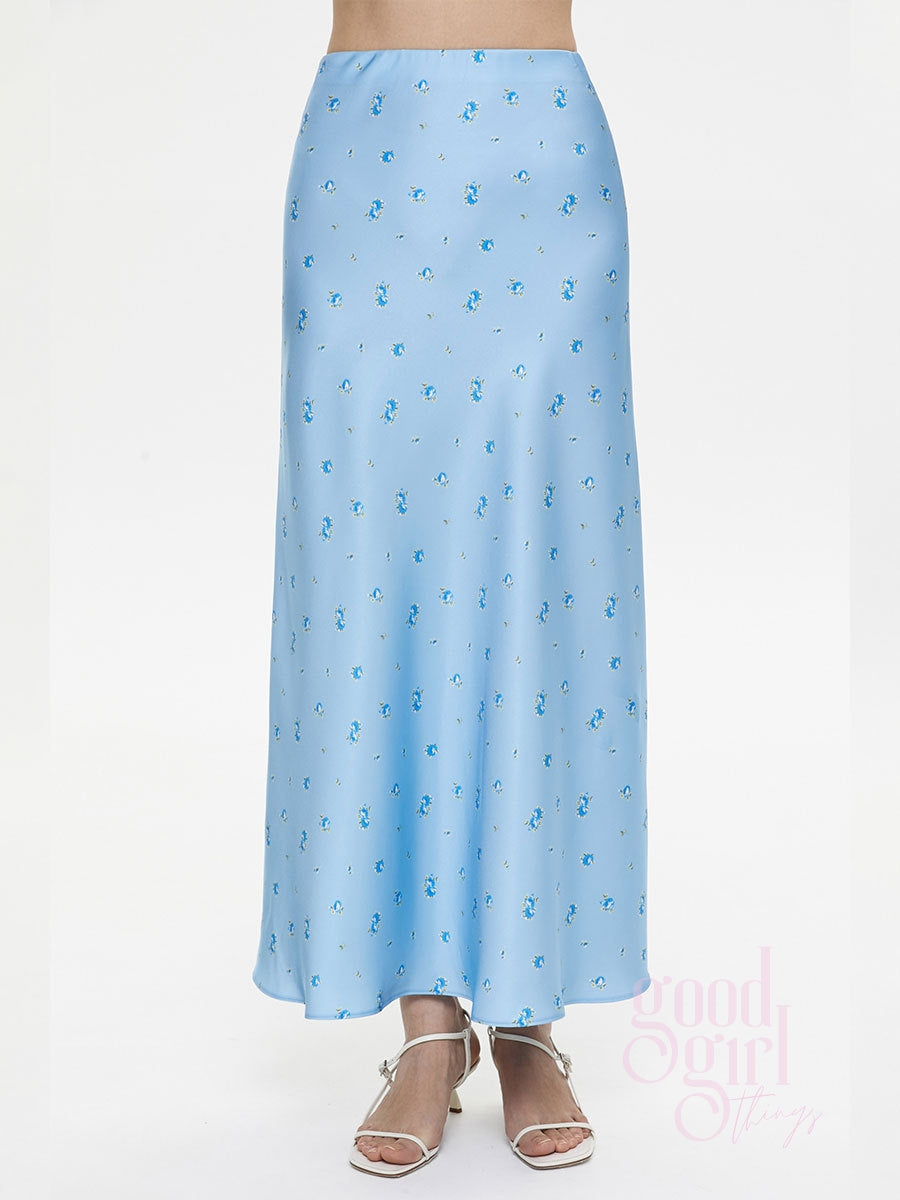 Veera Floral Satin Maxi Skirt