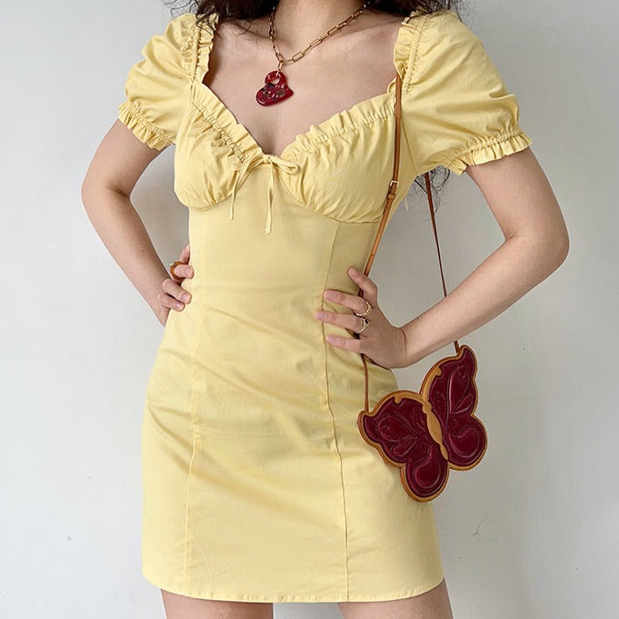 Lemon Drop Puff Dress ~ HANDMADE