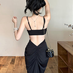 Slimming Halter Waist-Baring Hollow Dress