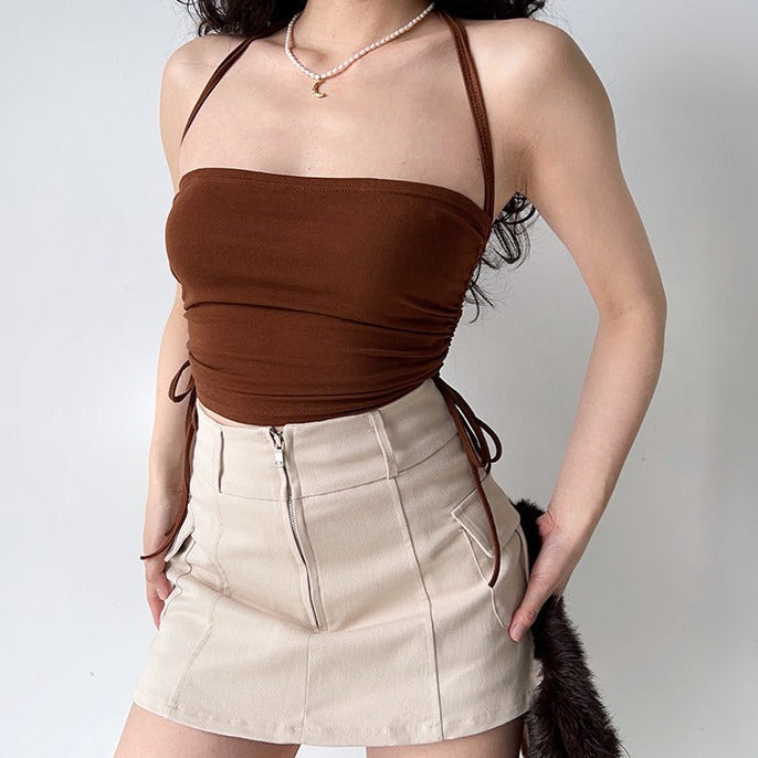 Dual Drawstring Halter Camisole