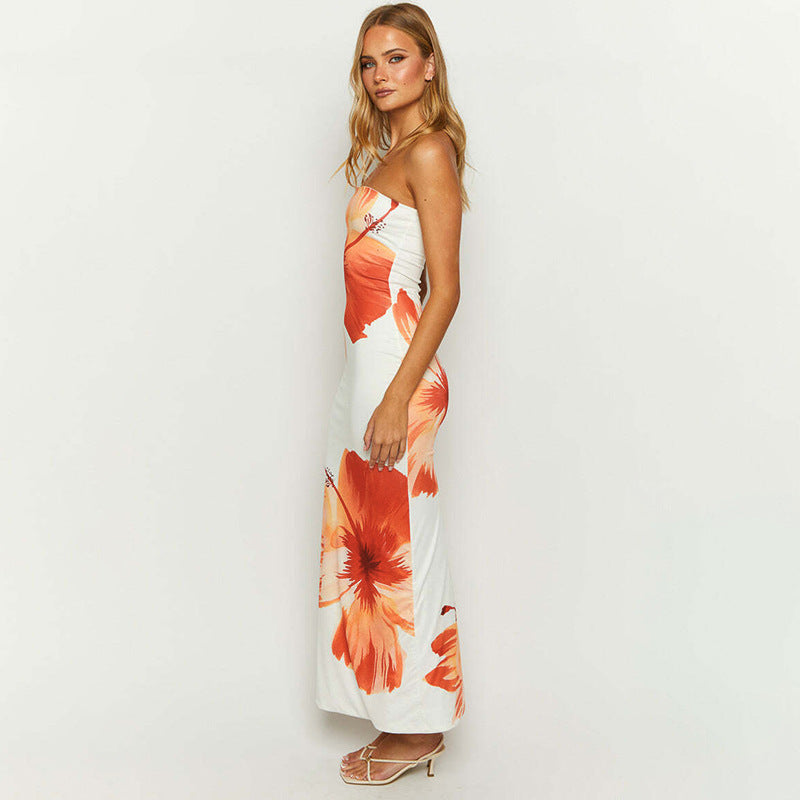 Lily Floral Print Strapless Maxi Dress