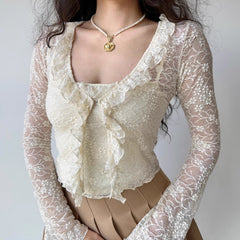 Ophelia Lace Top Cardigan Set ~ HANDMADE