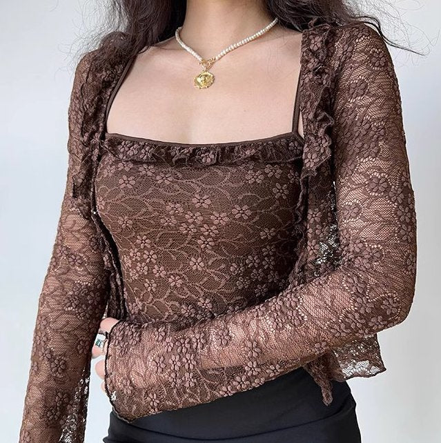 Ophelia Lace Top Cardigan Set ~ HANDMADE