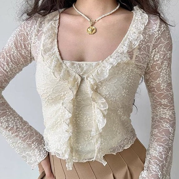 Ophelia Lace Top Cardigan Set ~ HANDMADE