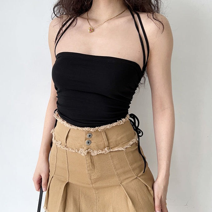 Dual Drawstring Halter Camisole